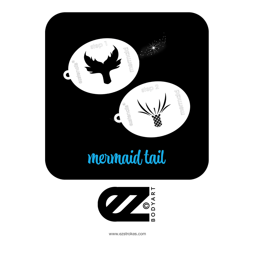 EZ Stencils - Mermaid Tail 3 Stencil Set for Face Painting and Airbrush