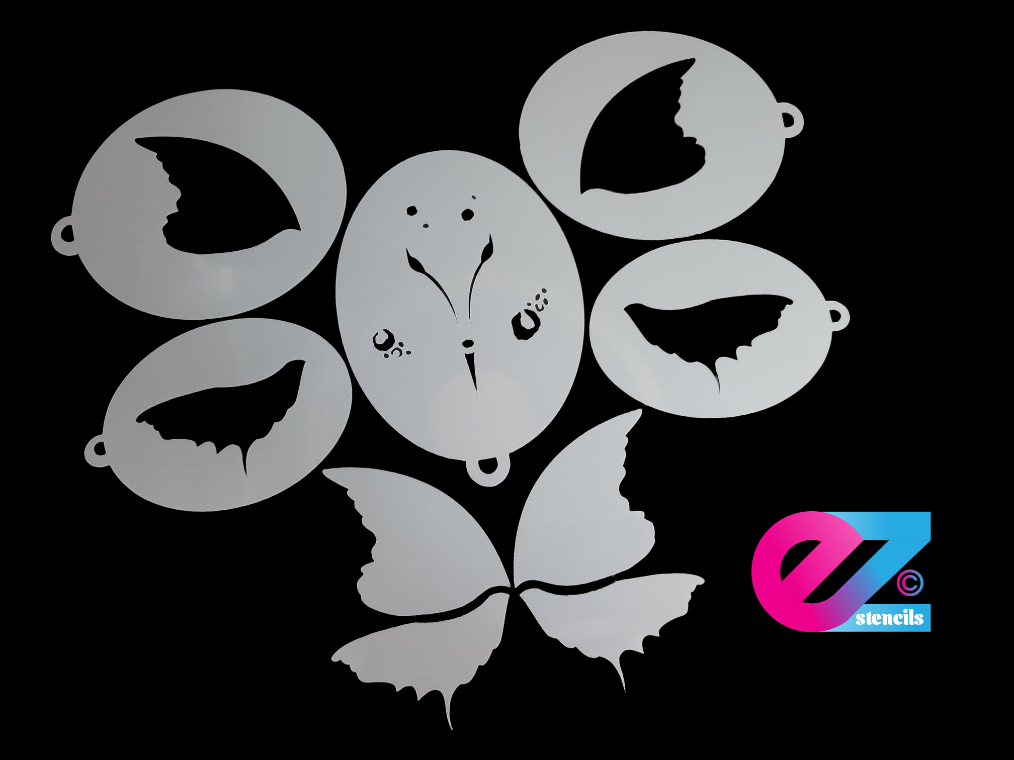 EZ Stencils - Butterfly 9 Stencil Set for Face Painting and Airbrush