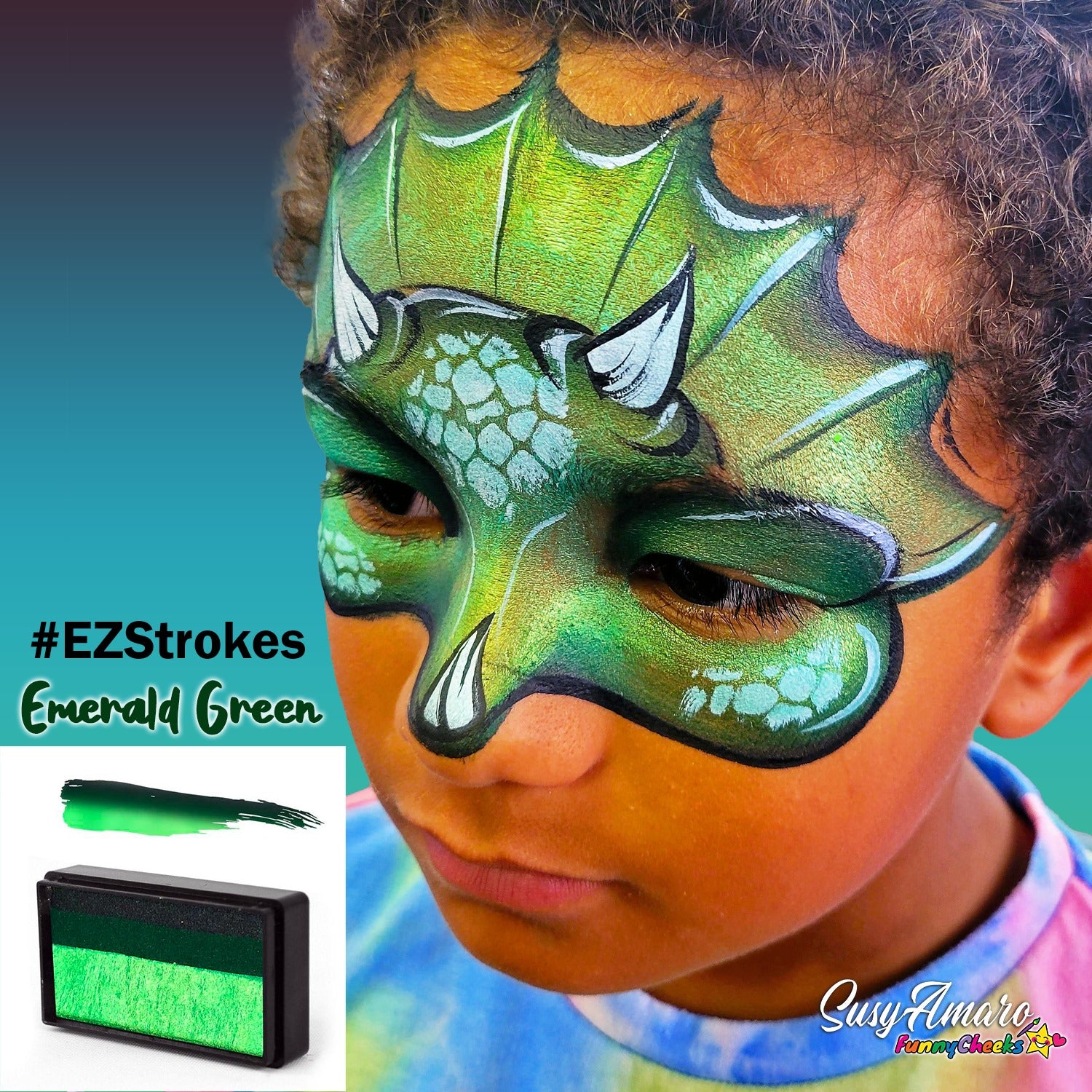 Susy Amaro's EZStrokes Shimmer Collection "Emerald Green" Arty Brush Cake